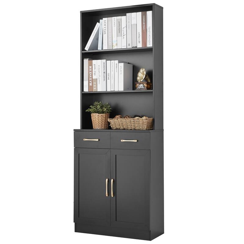 Freestanding Kitchen Pantry Cabinet Storage Cabinet with Adjustable Shelf, Tall Bathroom Cabinet with Anti-Tip