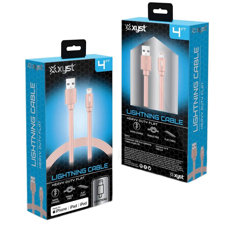Xyst Charge and Sync USB to Lightning Flat Cable 4Ft