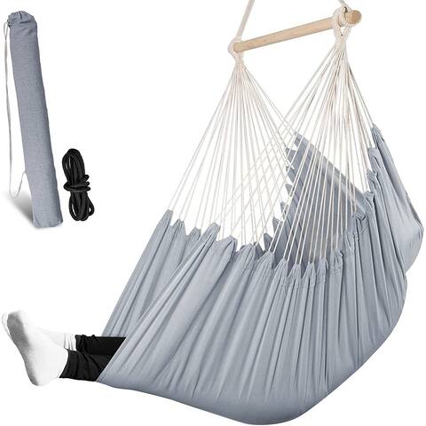 Hammock Chair Swing XL Relax Hanging Seat Max 330 lbs Extra Large Hanging Chair Patio Lawn Chair Cotton Weave