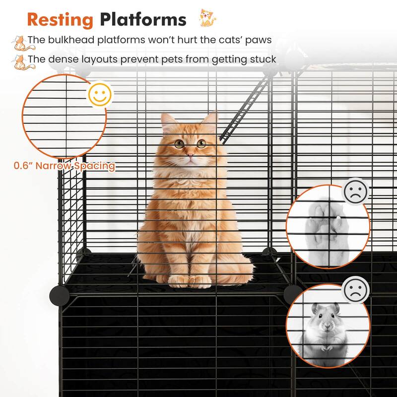Costway 3-Tier Indoor Metal Wire Kitten Enclosure with 2 Ramps, Pet - See Details
