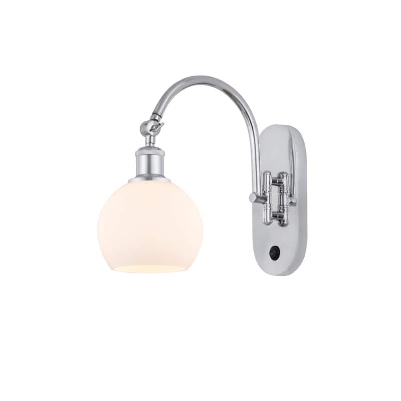 Innovations Lighting 518-1W-12-6 Athens Sconce Athens 12" Tall Wall - Polished Chrome / Matte White