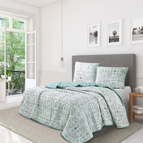 Wellco Bedding Comforter Set Bed In A Bag - 3 Piece Geometric Bedding Sets - Oversized Bedroom Comforters, Blue