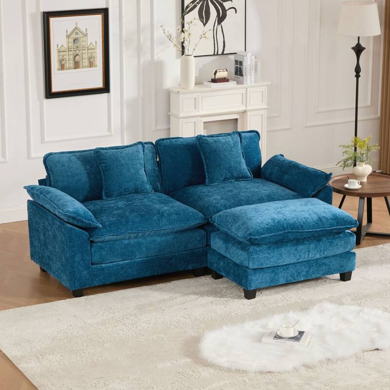 Modern Sectional Couch, for Living Room Bedroom and Apartment, Comfy Double Layer Upholstered Seat Cushion