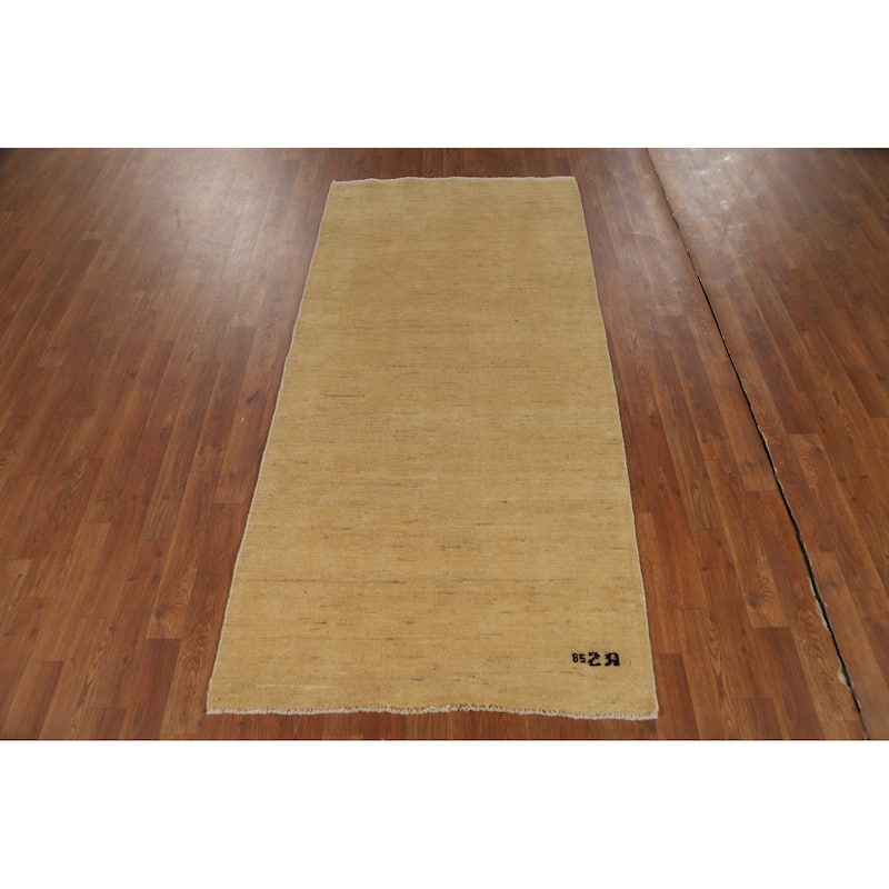 Beige Yellow Gabbeh Oriental Foyer Rug Handmade Wool Carpet - 3'1"x 6'4"