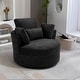 preview thumbnail 189 of 198, 41" W Oversized Accent Barrel Swivel Chair with Moon Storage Ottoman Single Chair - Black Chenille/Corduroy Pillows