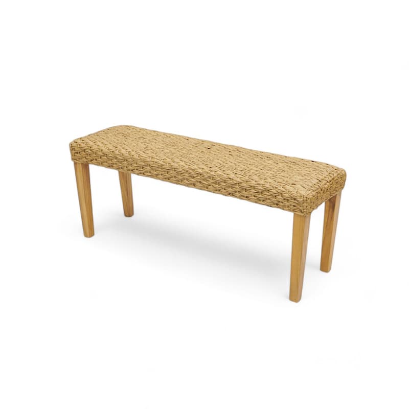 M4H Naples Outdoor Patio Bench Water Resistant Wicker Solid Wood - Natural