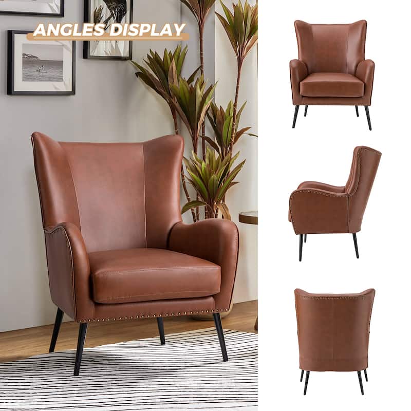Invidiae Wooden Upholstered Armchair with Metal Legs Set of 2