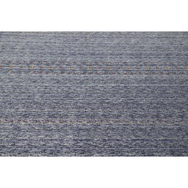 Hand Knotted Oriental 100% Wool Carpet Tribal Animal Pictorial Navy Blue & Blues Gabbeh Area Rug - 9' 10'' X 9' 9''