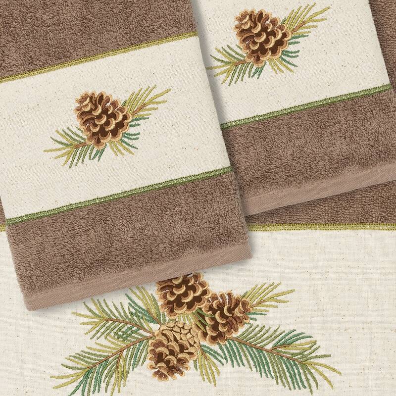 Authentic Hotel and Spa 100% Turkish Cotton Pierre 3PC Embellished Towel Set