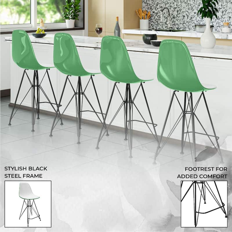 ABS Resin Barstool with Black Steel Base Cresco Series by LeisureMod
