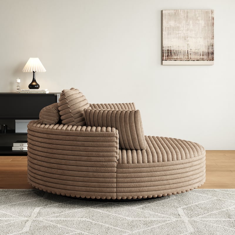 55" Luxury Swivel Chair - Plush Chenille Upholstery with 360° Rotation, Fluffy Modern Design for Living Rooms & Home Theaters
