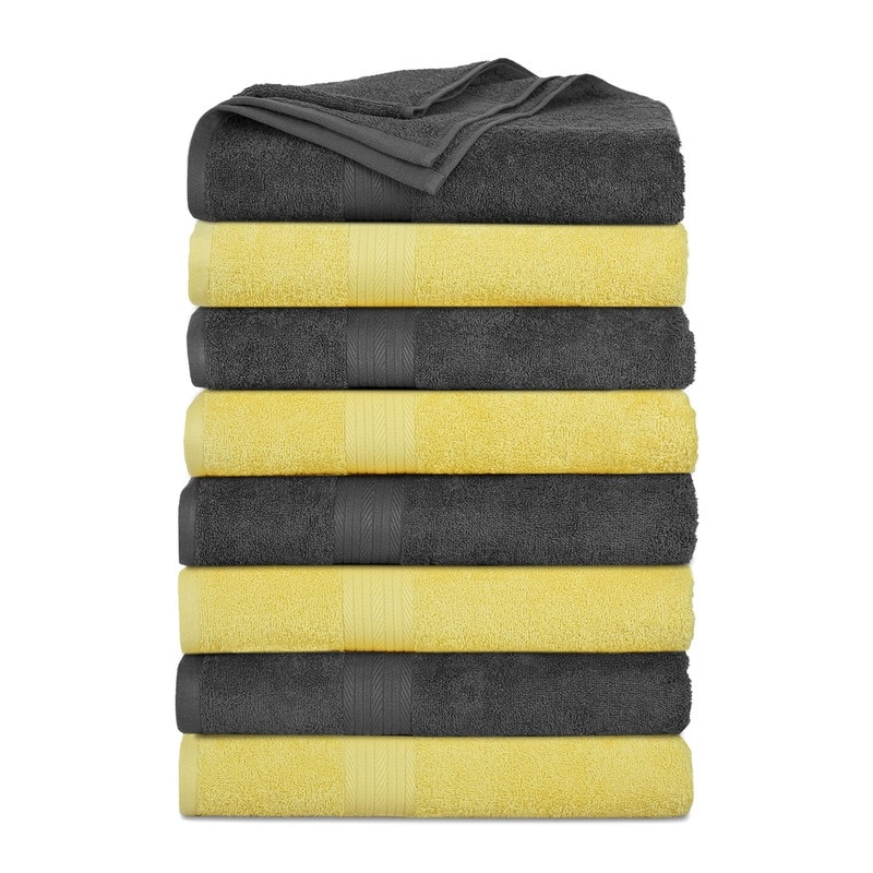 Cotton 600 GSM Highly Absorbent Bath Towels 30x54 Inch by Ample Decor - Pack of 8