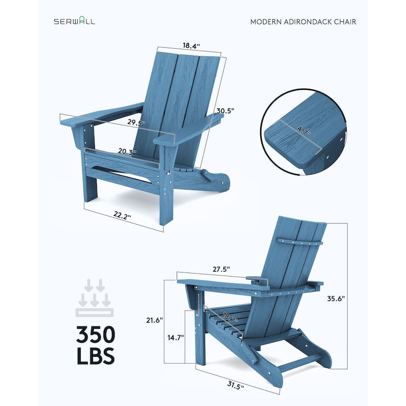 HDPE Oversized Folding Adirondack Chair, All-Weather Modern Folding Adirondack Chair