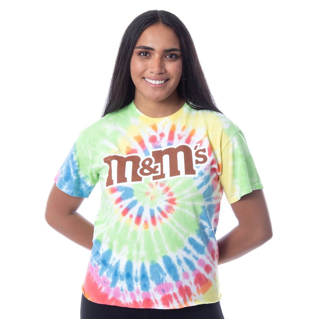 M&M's Women's Mars Candy Chocolate M and M Spiral Tie-Dye Girls T-Shirt