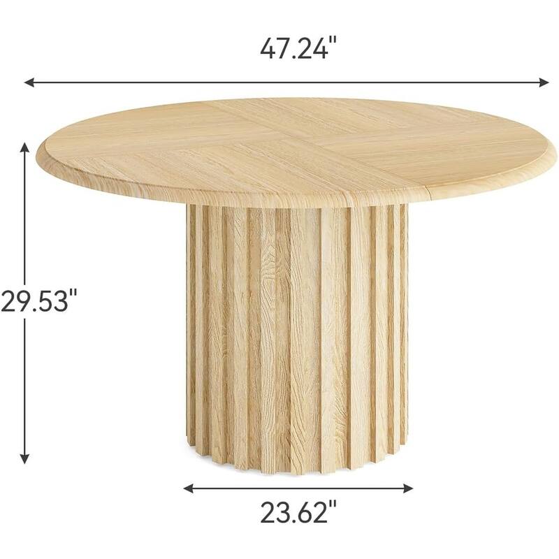 47" Round Dining Table for 4 - Natural Wood Dining Room Table