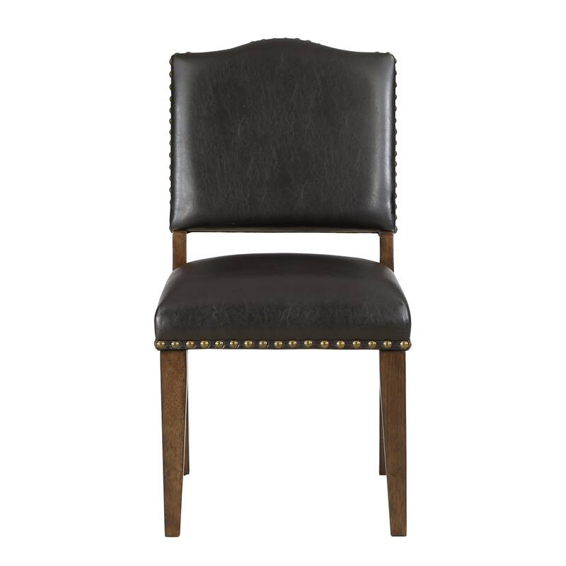 Faux Leather Dining Chair with Nail Heads - Set of 2