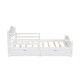 preview thumbnail 20 of 46, Twin/Full Size Wood Platform Bed with Half Guardrails on Both Sides, Modern Design Kids Storage Bed Frame with 2 Drawers