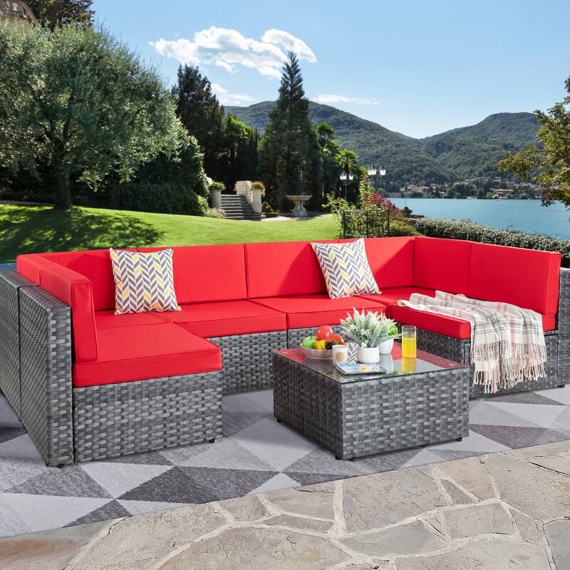 Futzca 7 Pieces Outdoor Patio Sectional Sofa Couch