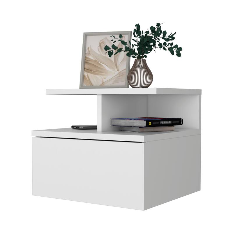 Floating Nightstand Flopini,One Drawer,Black Wengue Finish，for Living Room,and Dining Room