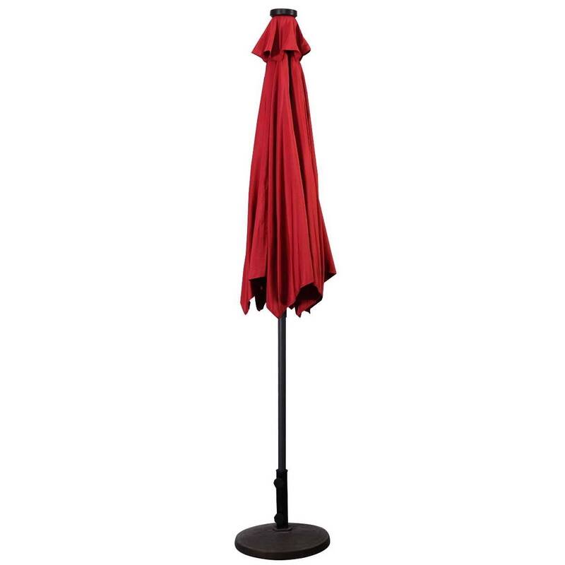 9FT Patio Solar Umbrella LED Patio Market Steel Tilt W/ Crank Outdoor New