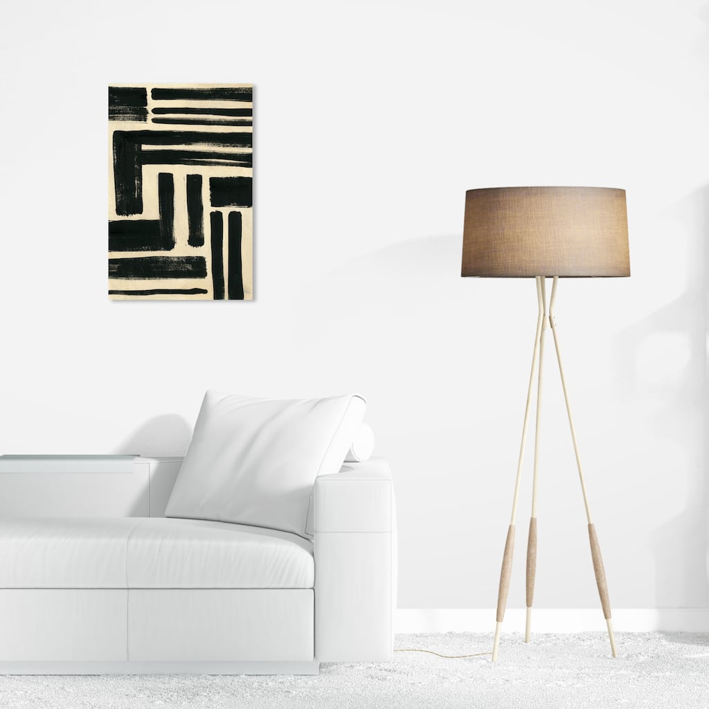 Wynwood Studio Canvas Abstract First Floor Black and Vanilla Modern & Contemporary Wall Art Canvas Print