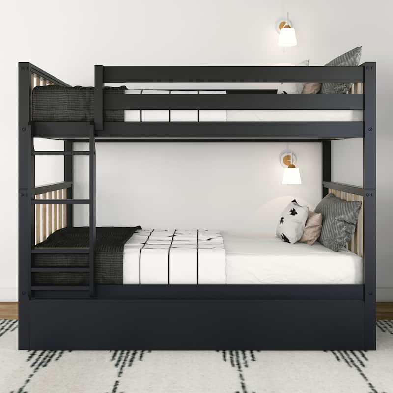 Scandinavian Twin Over Twin Bunk Bed With Twin-Size Trundle