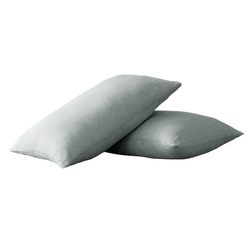 HomeRoots Set of Two Blue Linen Pillowcases