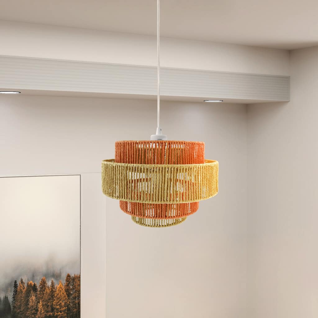 Modern Design Pendant Lamp - White and Natural/Terracotta