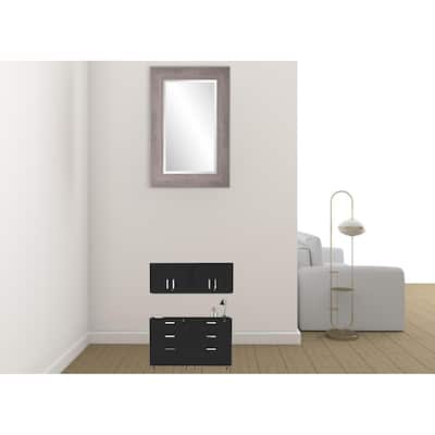 28" Black Wall mounted Accent Cabinet With Four Shelves And Six Drawers