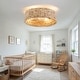 preview thumbnail 3 of 12, 20 Inch Boho Rattan Flush Mount Ceiling Fan with Lights and Remote Control, 6-Speed Reversible Caged Ceiling Fan for Low Profile
