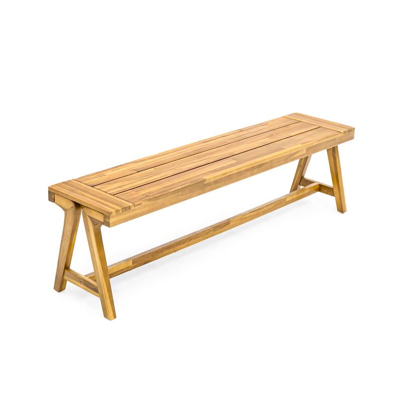 Lumina Outdoor Contemporary Acacia Wood Dining Benches (Set of 2) by Christopher Knight Home