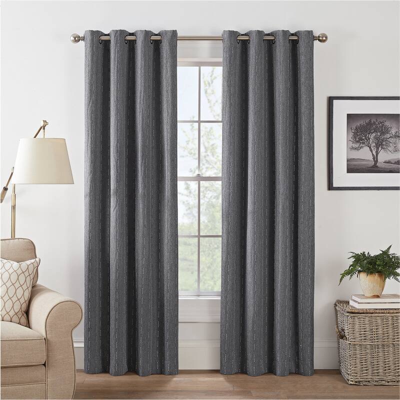 Eclipse Basel Dot Draft Stopper Energy Saving 100% Blackout Grommet Top Curtain Panel