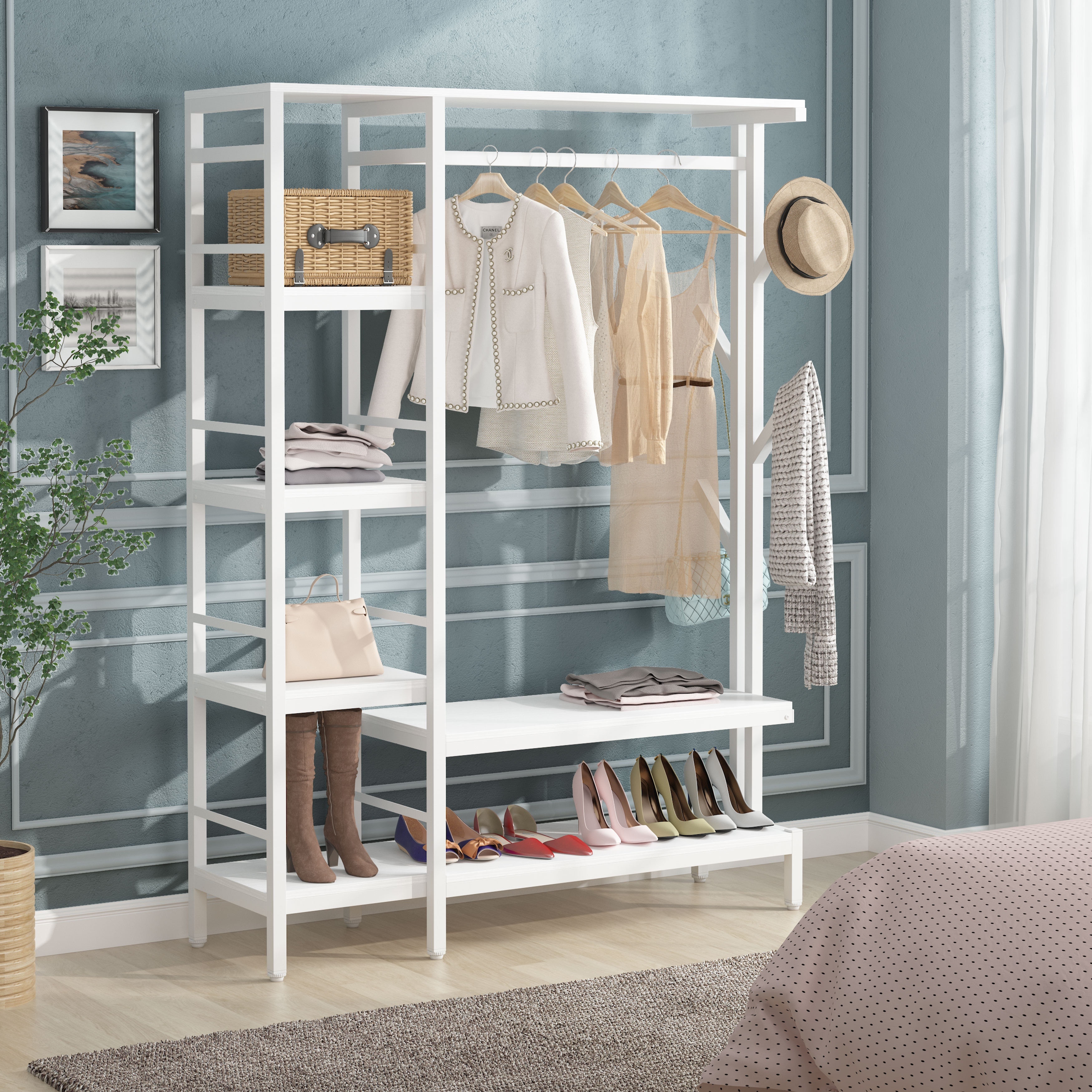 https://ak1.ostkcdn.com/images/products/is/images/direct/adc8c32ac48e3303cd3072b41dc0779cbbae24af/Free-Standing-Closet-Organizer-with-Hooks-Garment-Rack-with-Shelves-and-Hanging-Rod.jpg