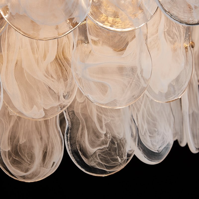 Modern Gold Cloud Glass Chandelier, 23.6" 3-Tier Round Crystal Pendant Light, 9-Light Luxury Ceiling Fixture for Dining Room