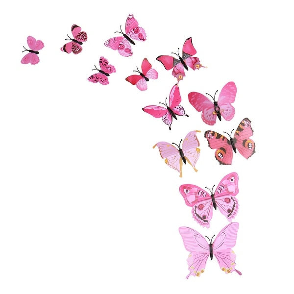 3D Butterfly Vivid Decal Sticker with Pin for Wedding Party Decor Pink