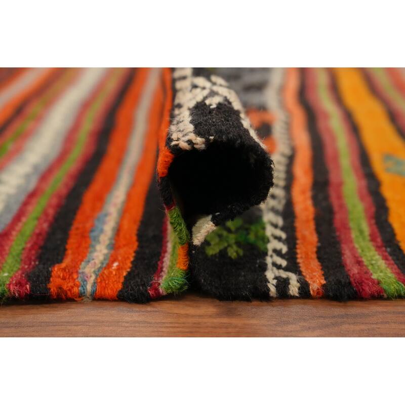 Hand Woven Oriental 100% Wool Carpet Southwestern Tribal Multi-Colored Kilim Area Rug - 9' 4'' X 6' 0''