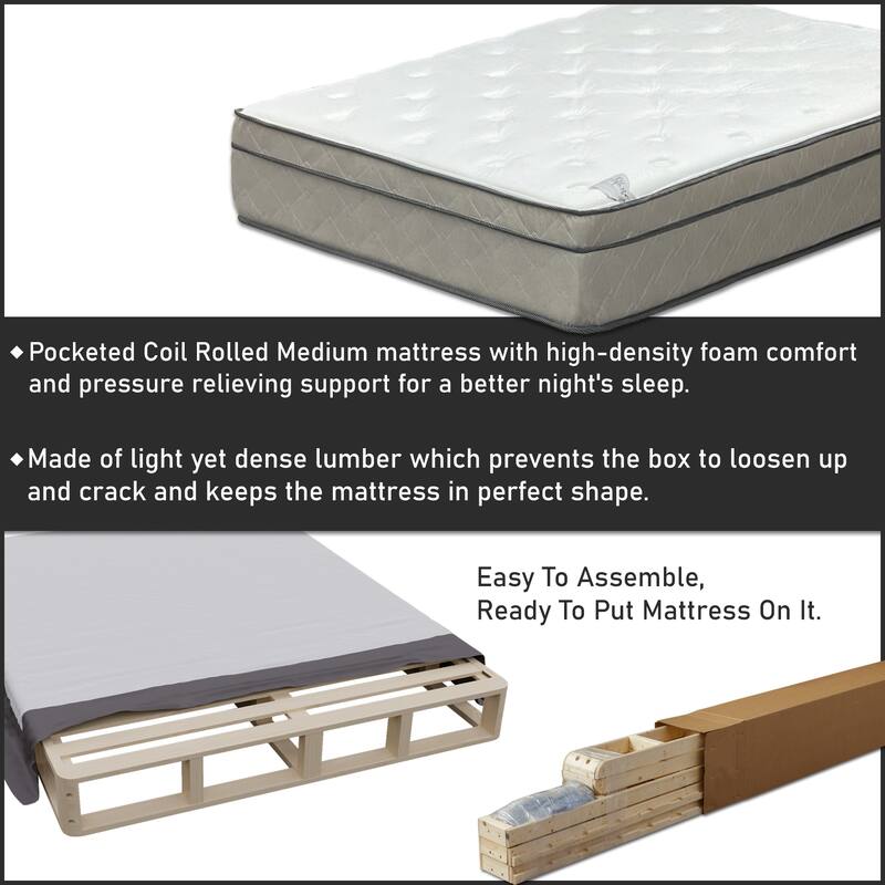 Onetan ,Mattress and Box Spring Set, 13-Inch Ultra Plush Euro Top Hybrid Mattress and 5" Wood Simple Assembly Box Spring