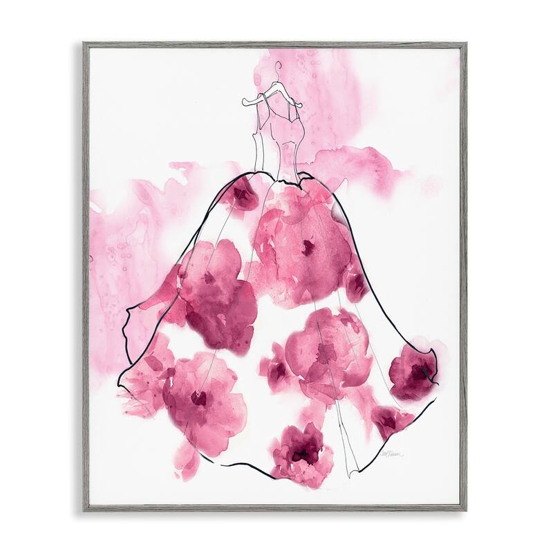 Stupell Alluring Flower Dress Abstraction Framed Giclee Art Design By Carol Robinson - 24 x 30 - Grey