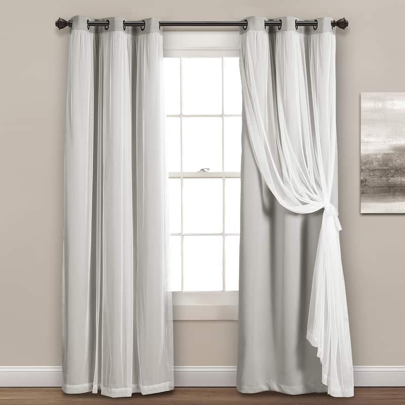Lush Decor Grommet Sheer Panel Pair with Insulated Blackout Lining - 84" x 38" - Light Gray
