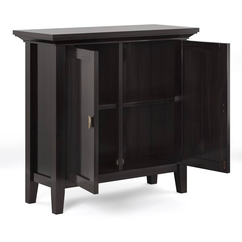WYNDENHALL Mansfield SOLID WOOD 32 inch Wide Transitional Low Storage Cabinet - 32"w x 14"d x 31"h