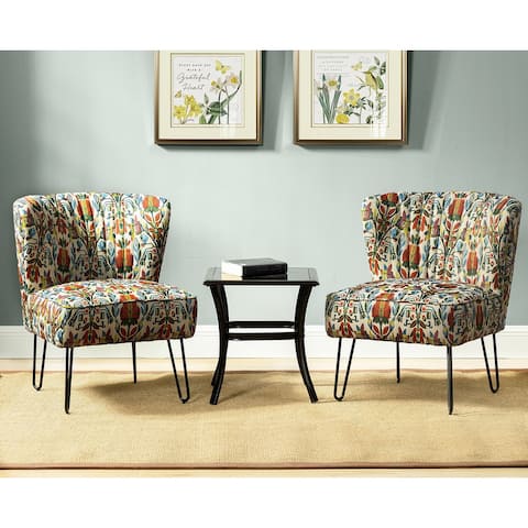 Estebana Contemporary Upholstered Side Chair with Floral Pattern Set of 2 by HULALA HOME