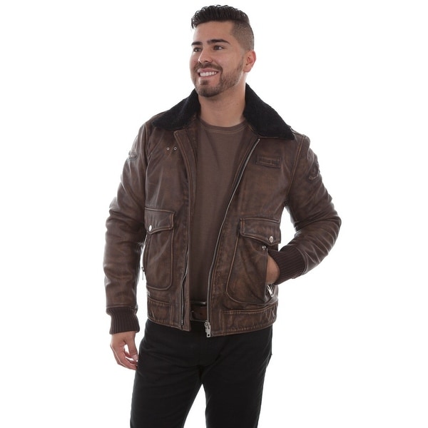 scully leather bomber jacket