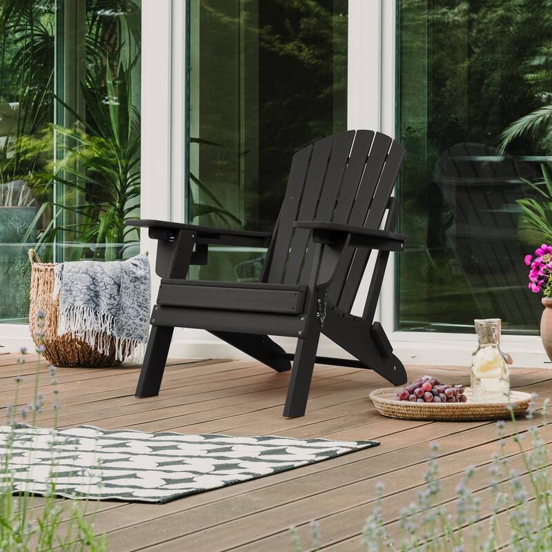 Vrakae Adjustable and Folding Adirondack Chair with Cup Holder