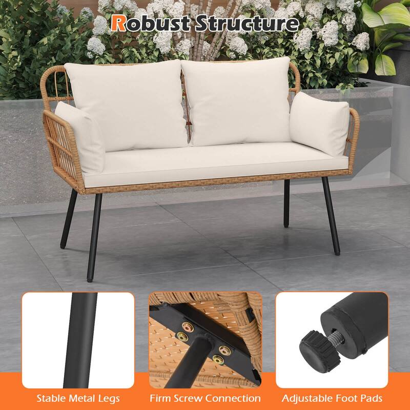 Costway Patio Wicker Loveseat Furniture with Seat Back Cushions, - See Details