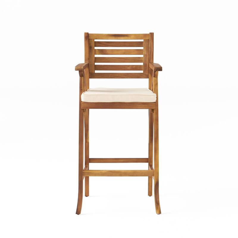 Oaks Aura 30-inch Modern Wood and Metal Patio Stool, Industrial Farmhouse Style Barstools, Set of 2