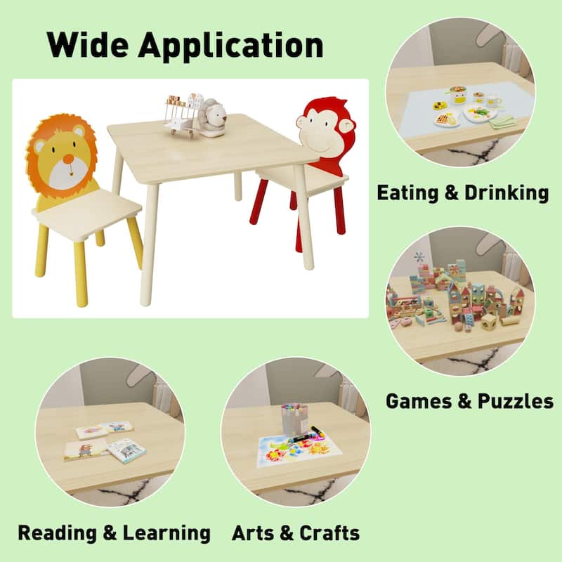 Wooden Activity Play Table Set Lion&Monkey