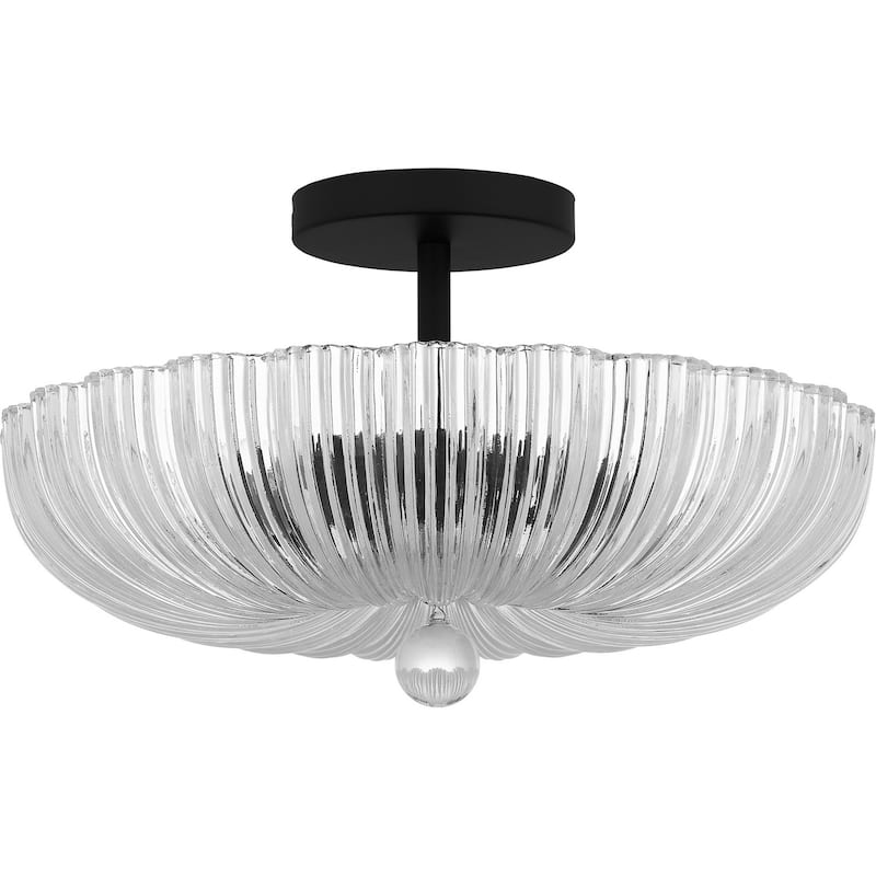 Matte Black Three Light Semi Flush Mount from the Quoizel Semi-Flush Mount Collection - Matte Black