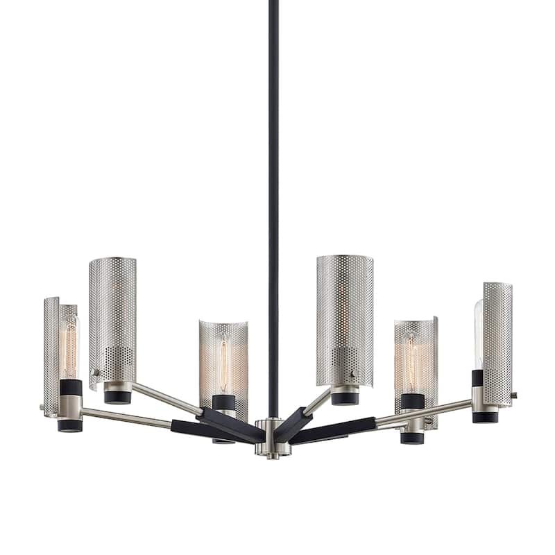 Pilsen 6-light Carbide Black with Satin Nickel Accents Pendant