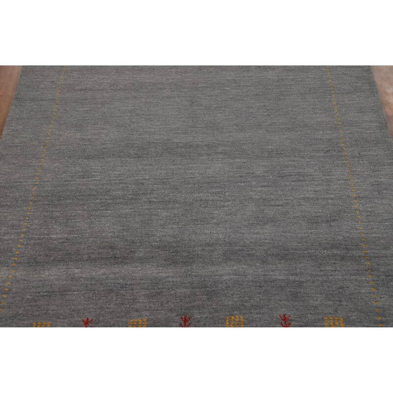 Hand Knotted Oriental 100% Wool Carpet Tribal Tribal Greys & Charcoal Gabbeh Area Rug - 7' 10'' X 5' 8''
