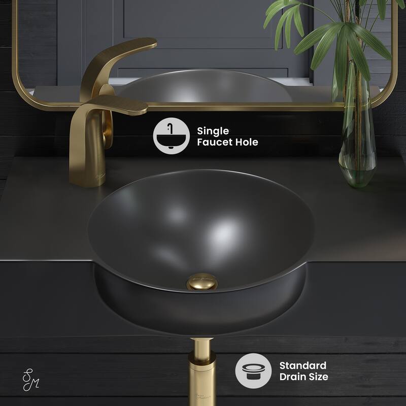 Chateau 30" Wall-Mounted Sink Center Basin With Left Side Faucet Mount In Matte Black - 30